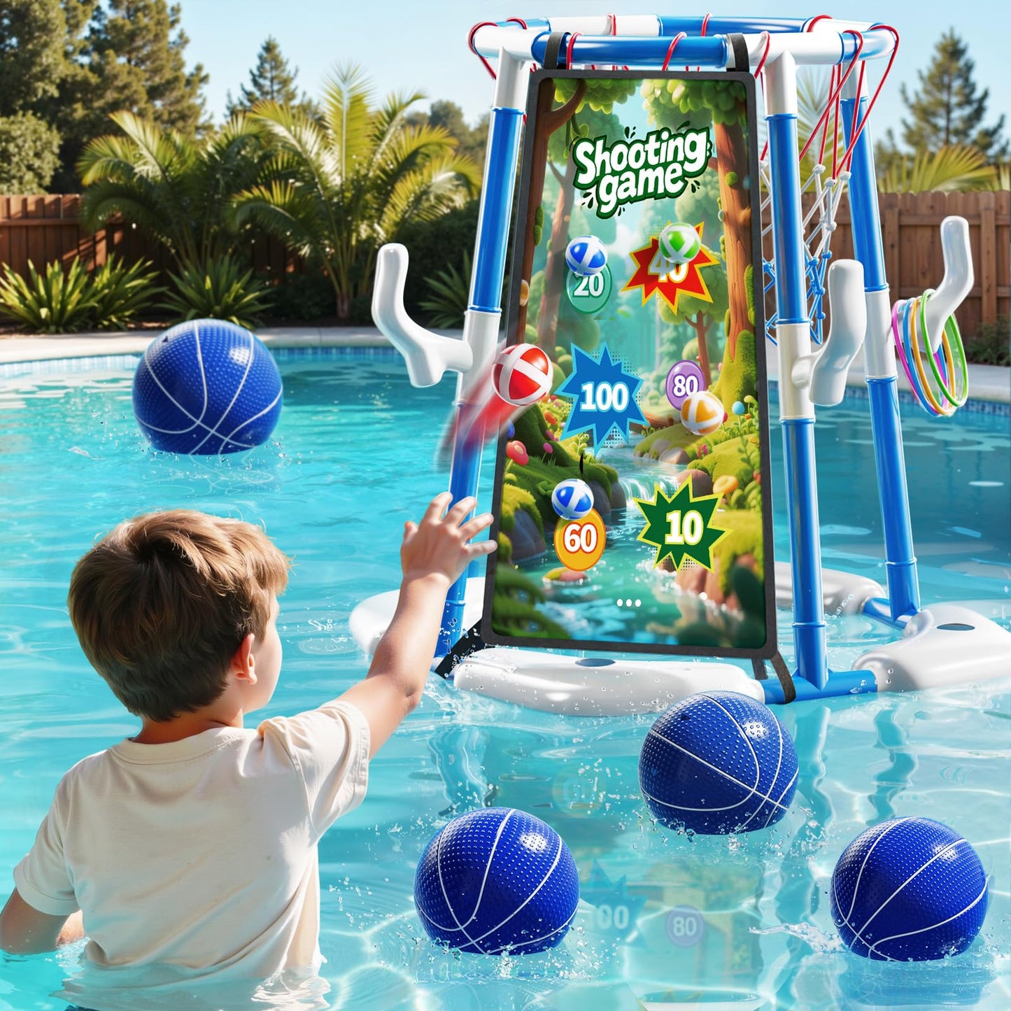 NIPLOOOW Floating Pool Basketball Hoop Game