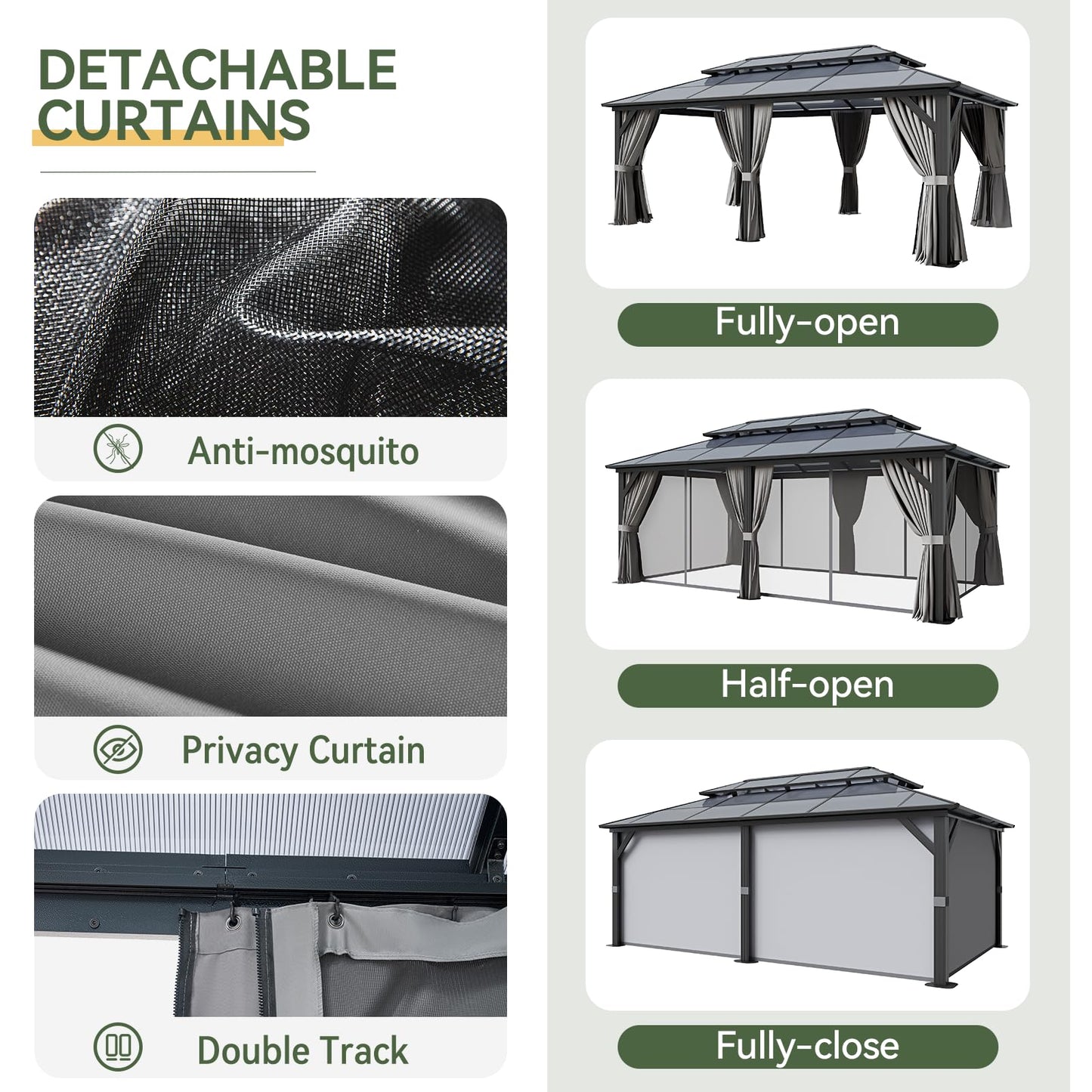 Aoxun 12' x 10' Hardtop Outdoor Gazebo