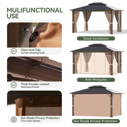 Aoxun 12' x 10' Hardtop Outdoor Gazebo