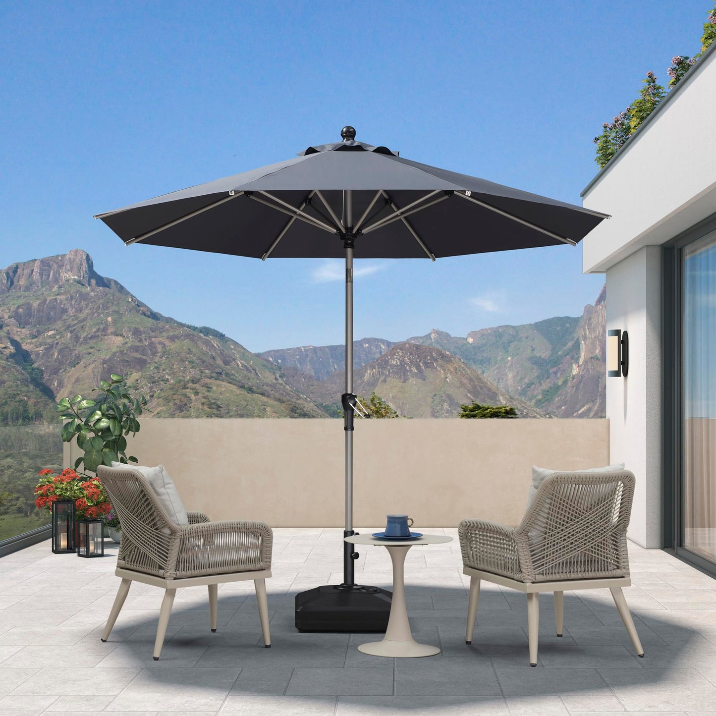 PURPLE LEAF 10' Round Patio Umbrella – Taupe