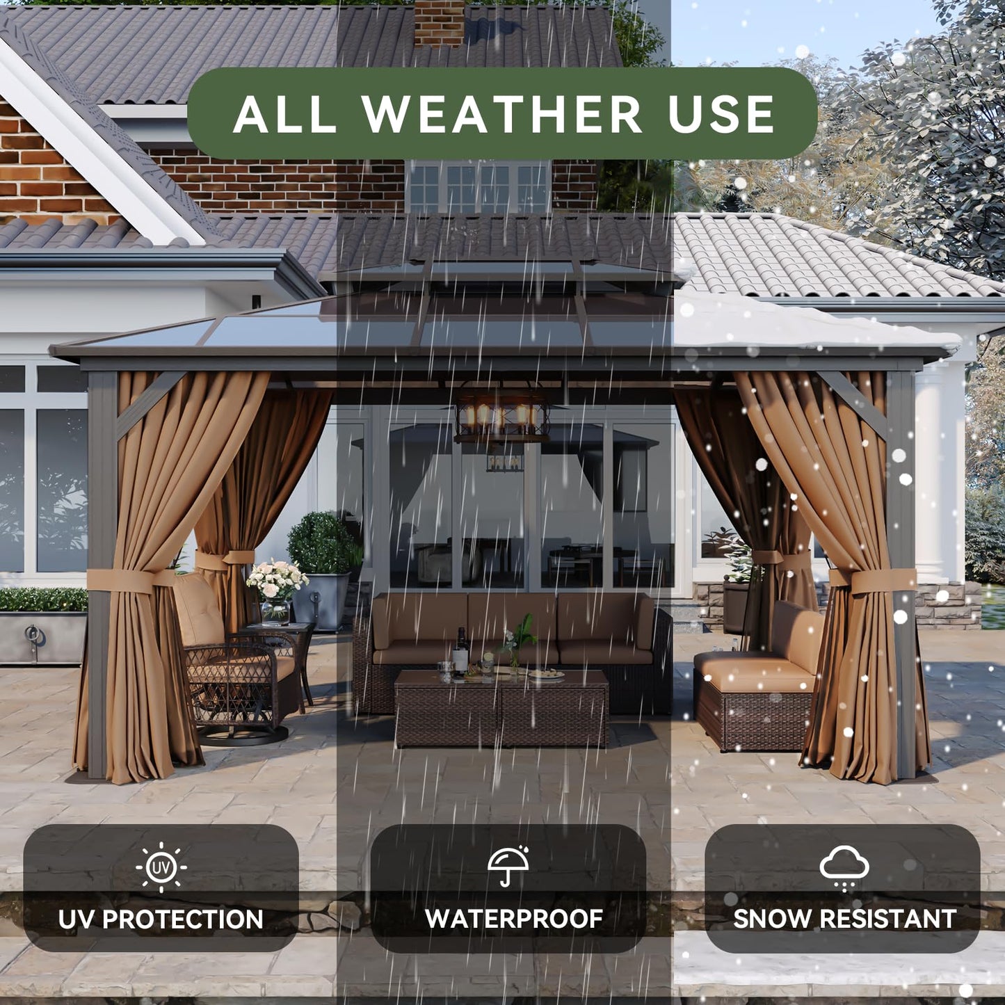 Aoxun 12' x 10' Hardtop Outdoor Gazebo
