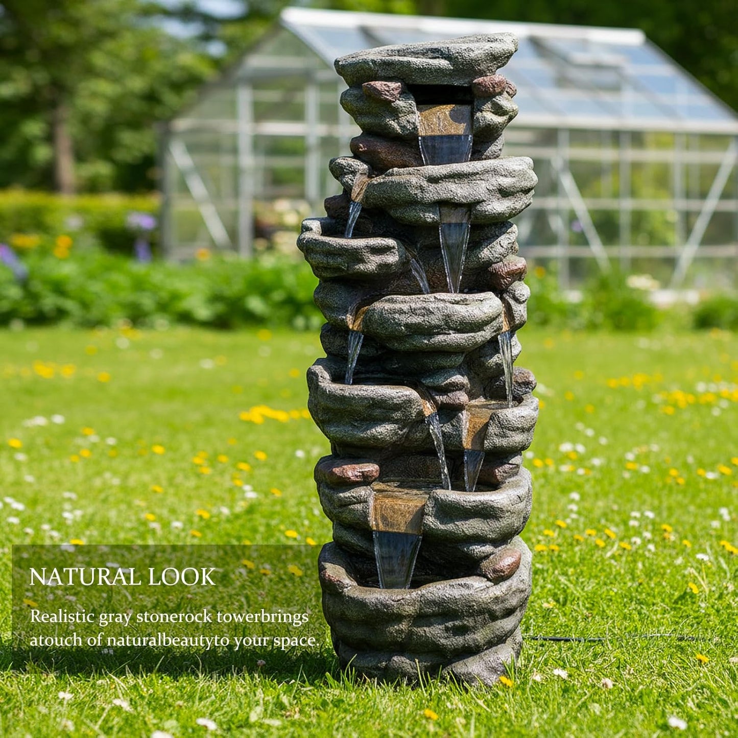 SunJet 6-Tier Outdoor Water Fountain with LED Lights