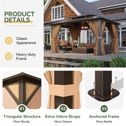 Aoxun 12' x 10' Hardtop Outdoor Gazebo
