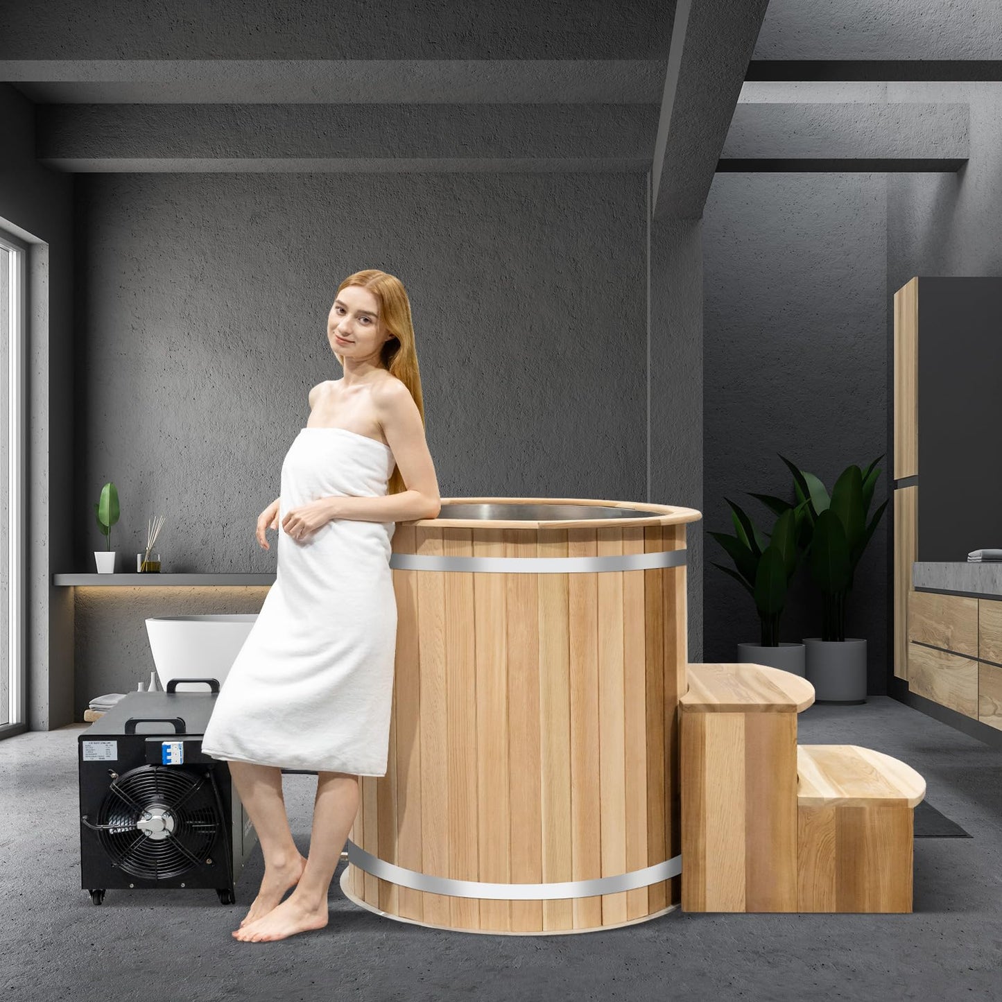 AURGOD Cedar Cold Plunge Tub with Chiller
