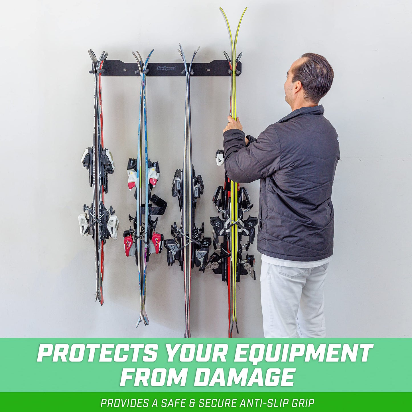 GoSports Wall Mounted Ski & Snowboard Rack