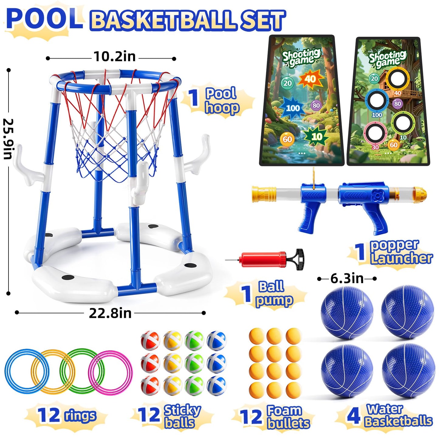 NIPLOOOW Floating Pool Basketball Hoop Game