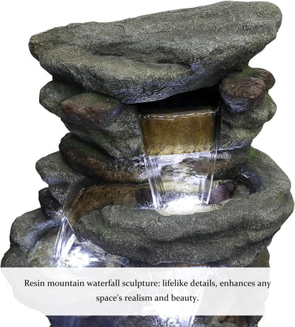 SunJet 6-Tier Outdoor Water Fountain with LED Lights