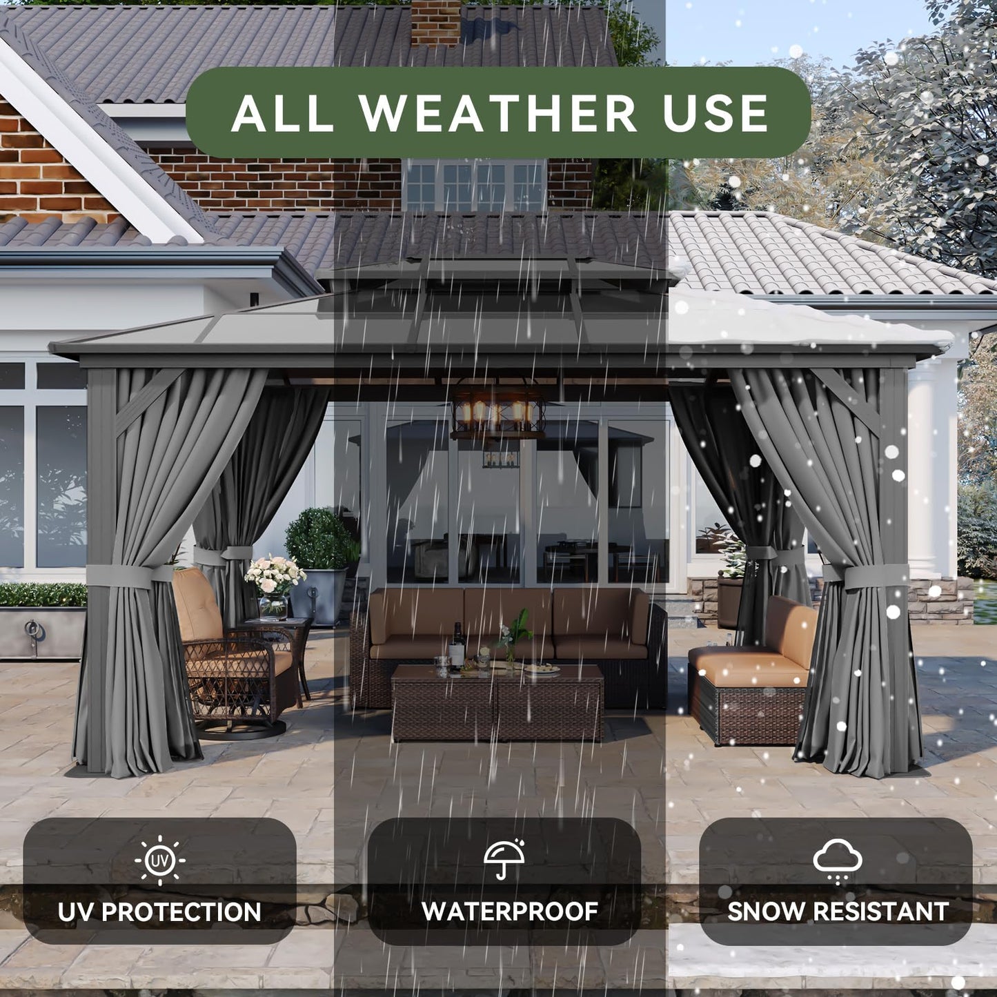 Aoxun 12' x 10' Hardtop Outdoor Gazebo