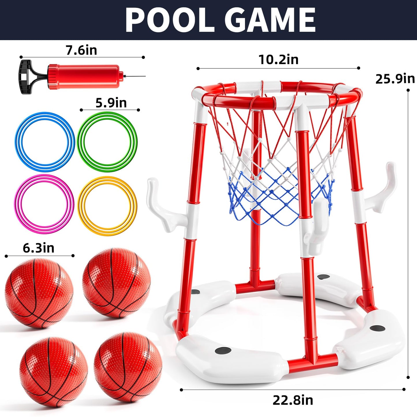 NIPLOOOW Floating Pool Basketball Hoop Game