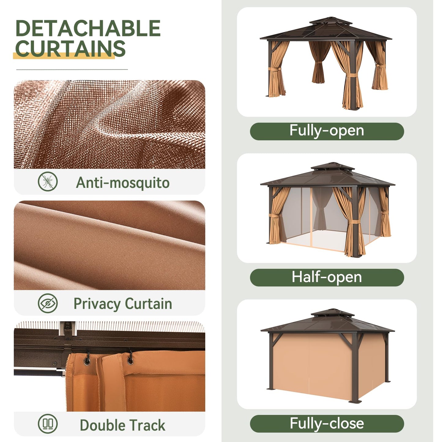 Aoxun 12' x 10' Hardtop Outdoor Gazebo