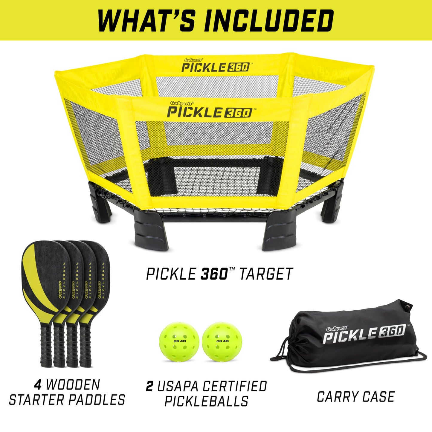 GoSports Pickle 360 Paddle Ball Game Set