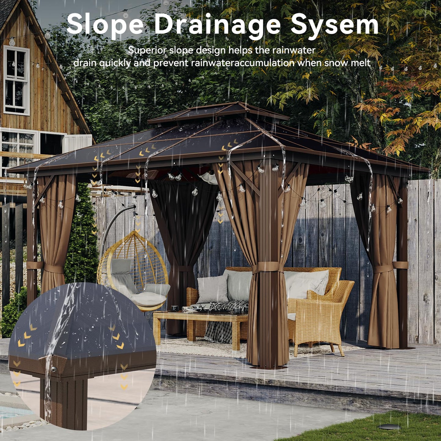 Aoxun 12' x 10' Hardtop Outdoor Gazebo