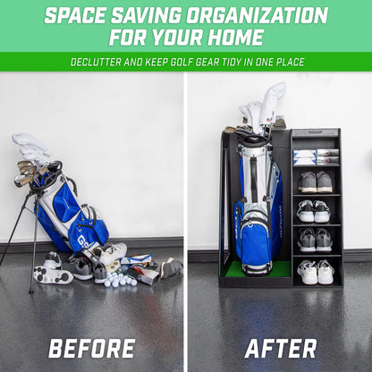 GoSports Wooden Golf Bag Organizer Rack