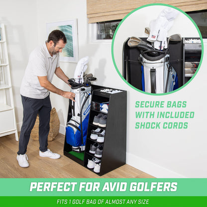 GoSports Wooden Golf Bag Organizer Rack