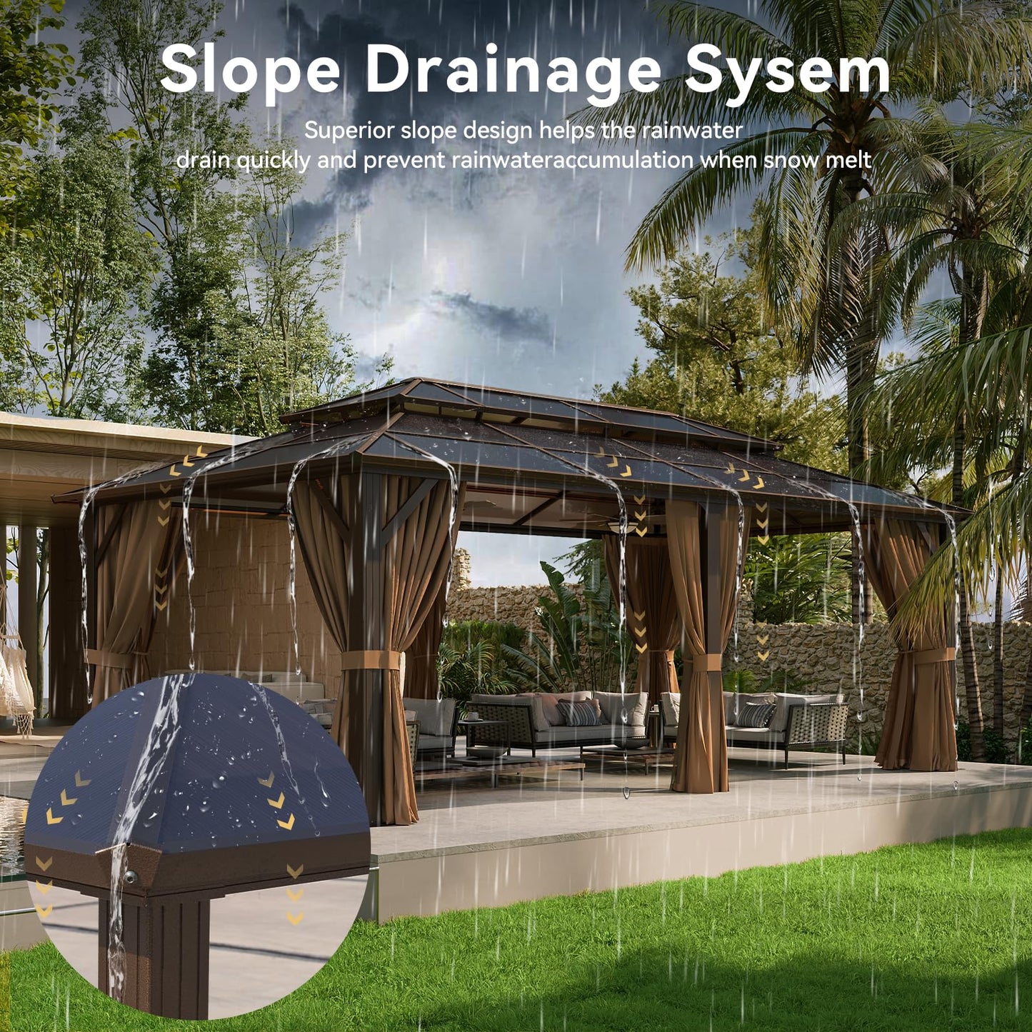 Aoxun 12' x 10' Hardtop Outdoor Gazebo