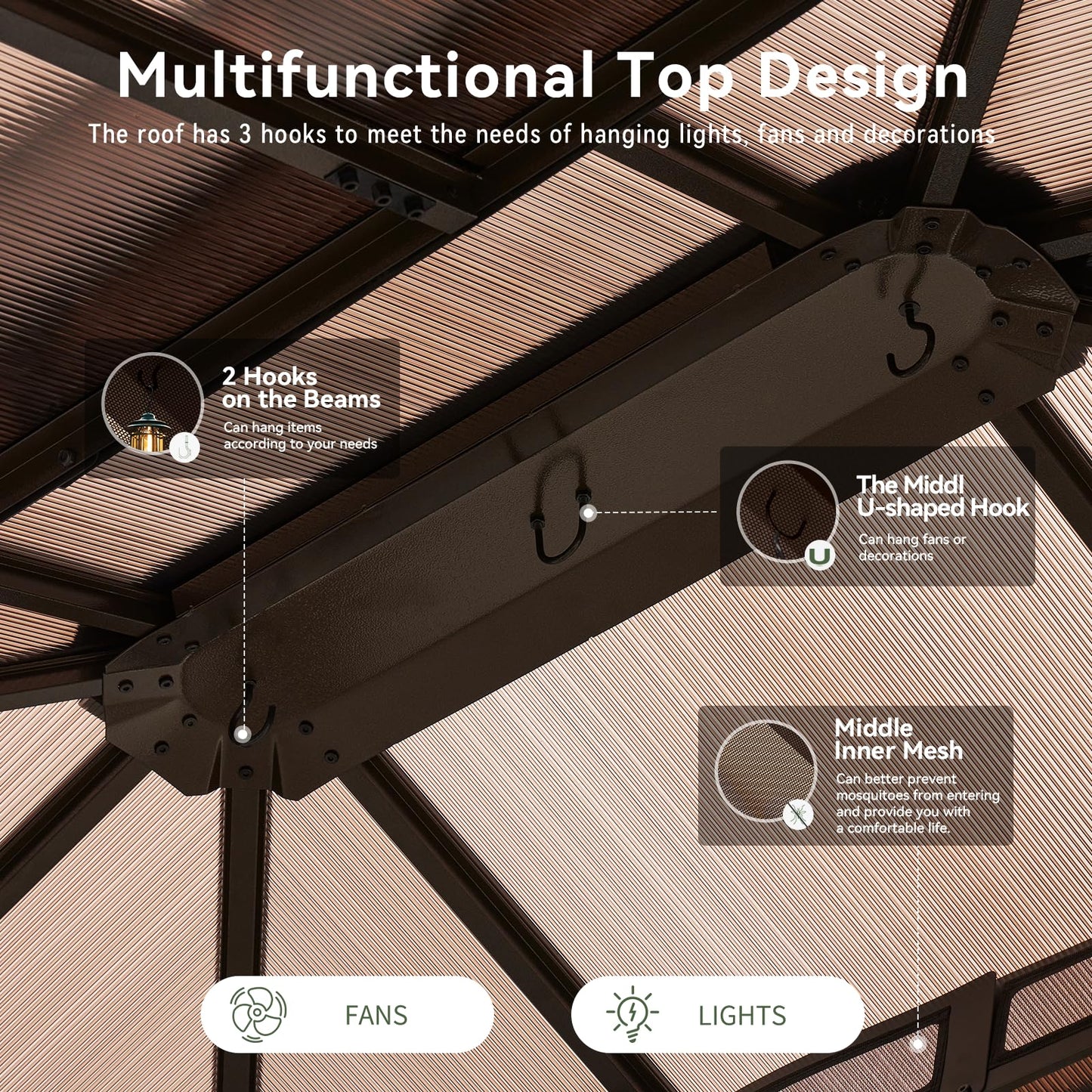 Aoxun 12' x 10' Hardtop Outdoor Gazebo