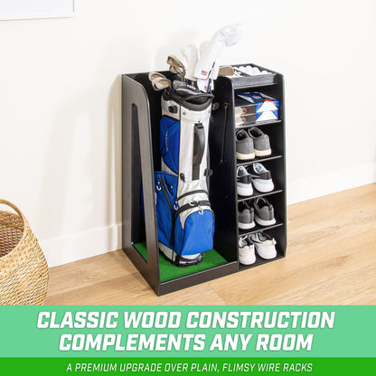 GoSports Wooden Golf Bag Organizer Rack