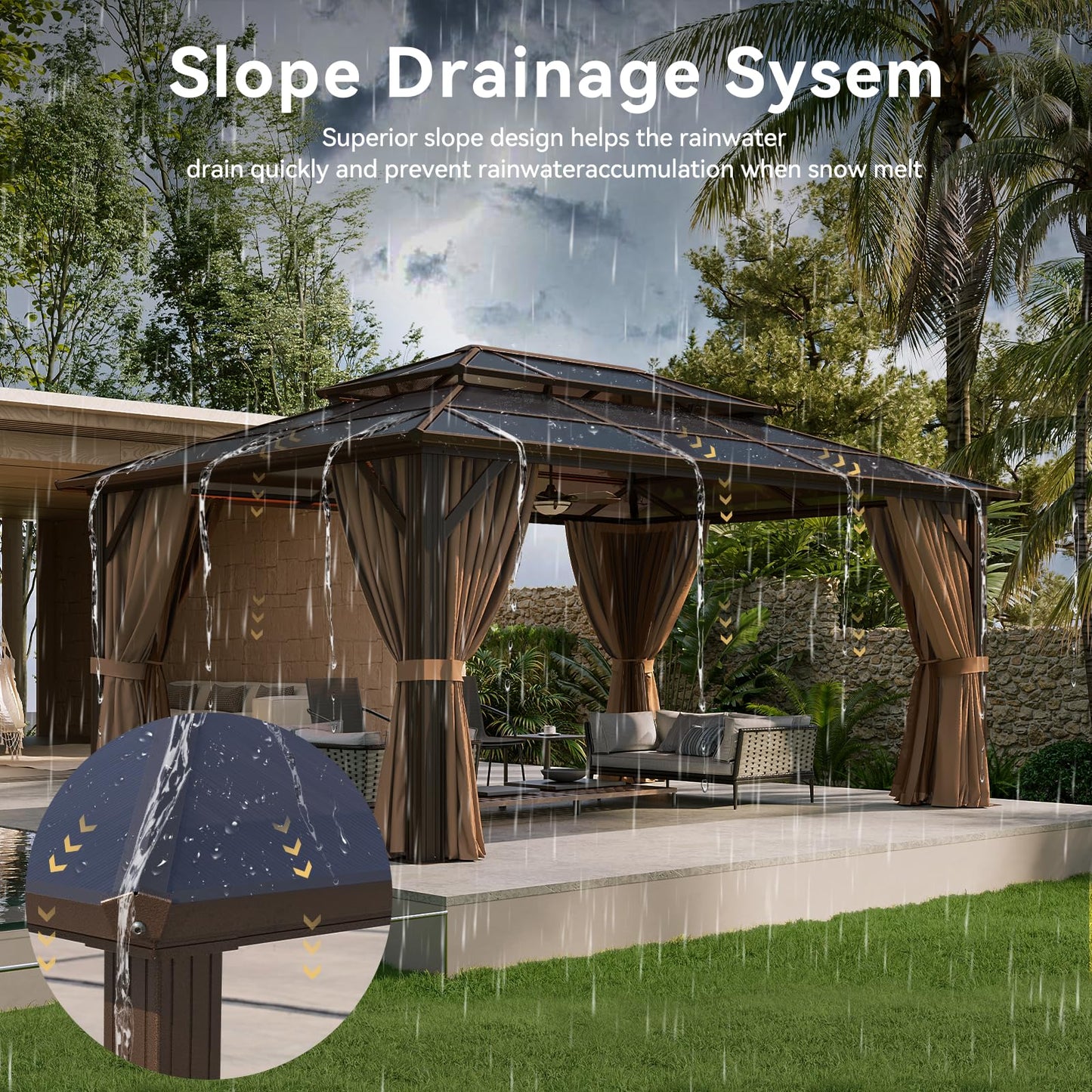 Aoxun 12' x 10' Hardtop Outdoor Gazebo