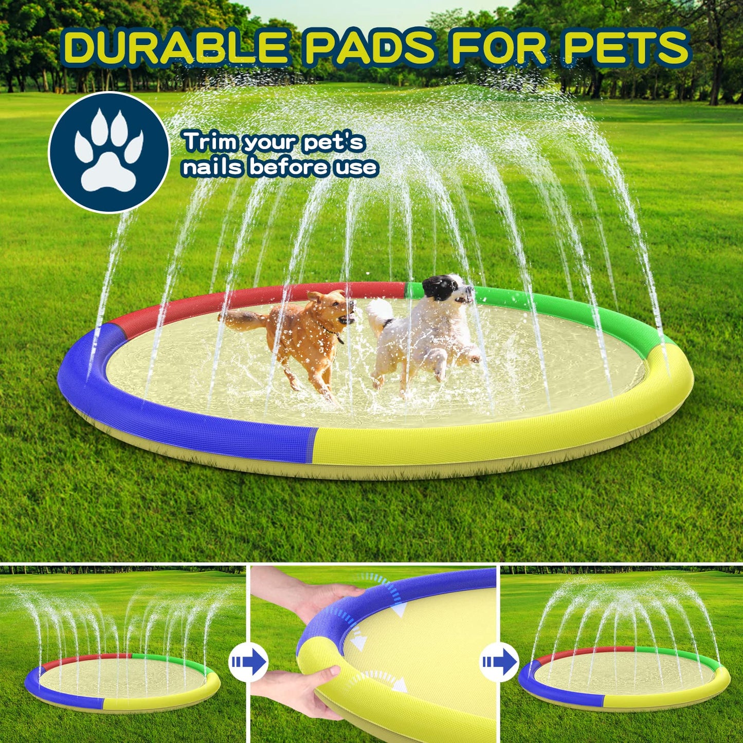 Growsland Kids Splash Pad Sprinkler Pool – 67"