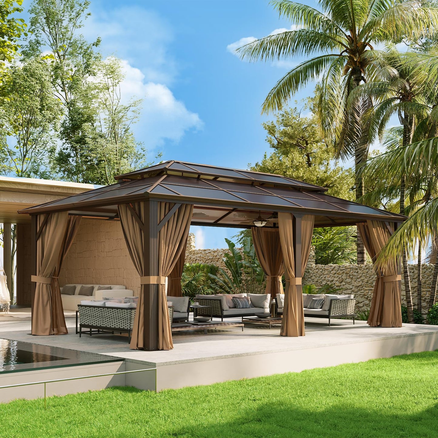 Aoxun 12' x 10' Hardtop Outdoor Gazebo