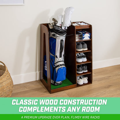 GoSports Wooden Golf Bag Organizer Rack