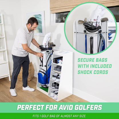 GoSports Wooden Golf Bag Organizer Rack