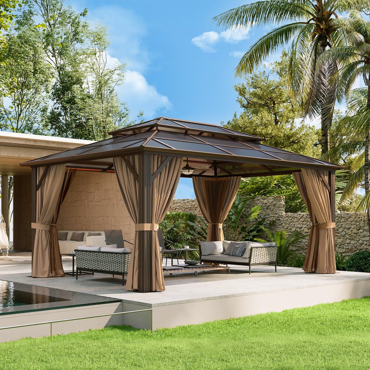 Aoxun 12' x 10' Hardtop Outdoor Gazebo