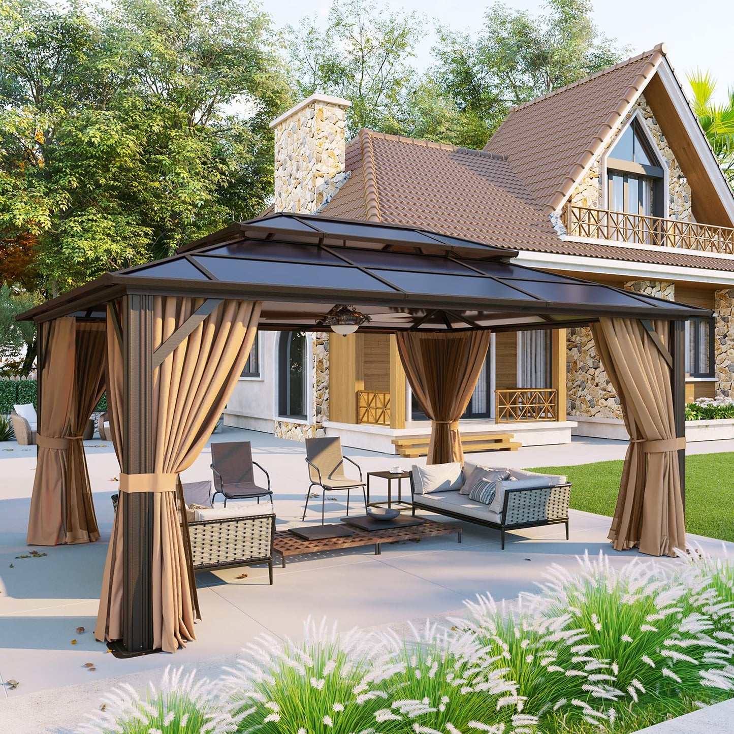 Aoxun 12' x 10' Hardtop Outdoor Gazebo