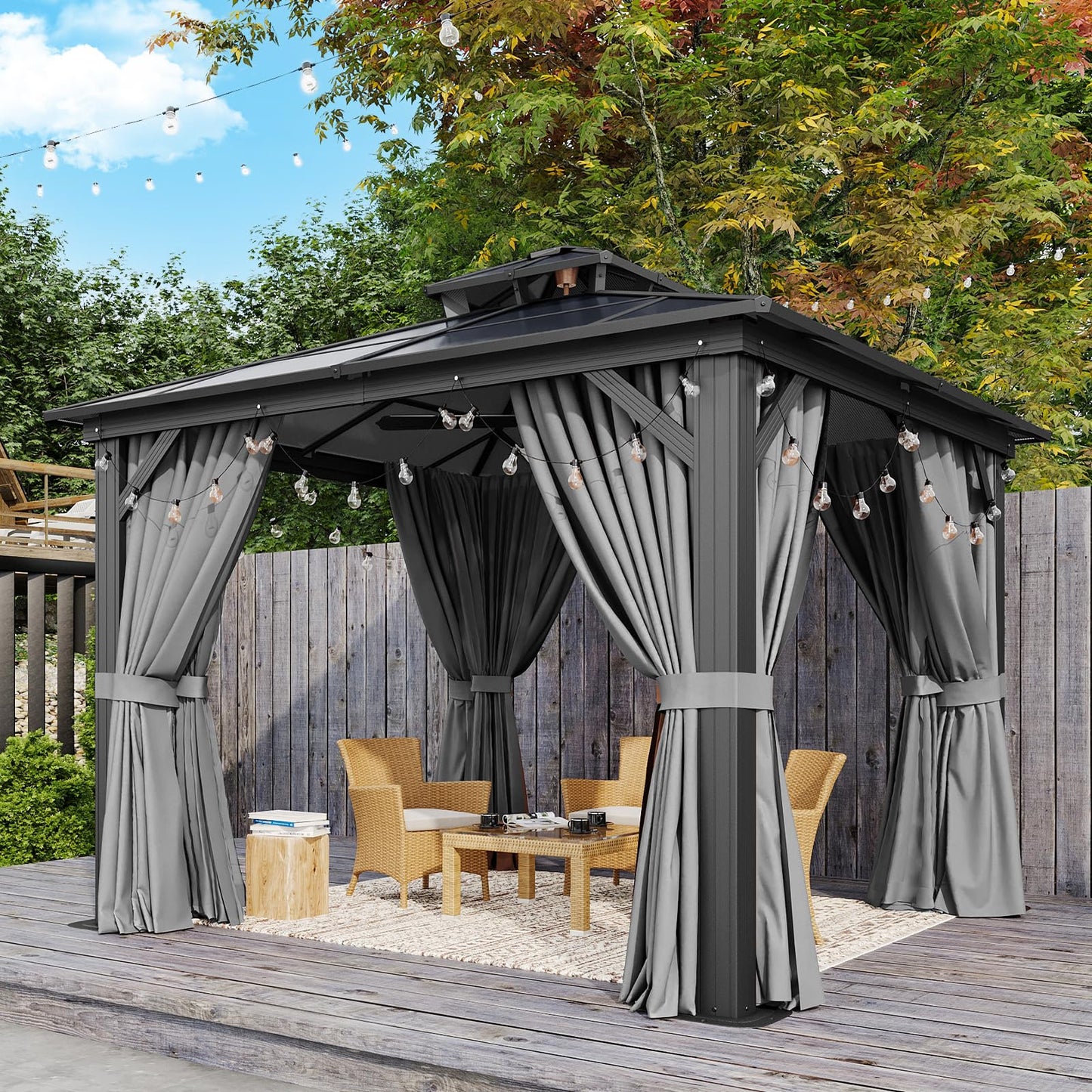 Aoxun 12' x 10' Hardtop Outdoor Gazebo