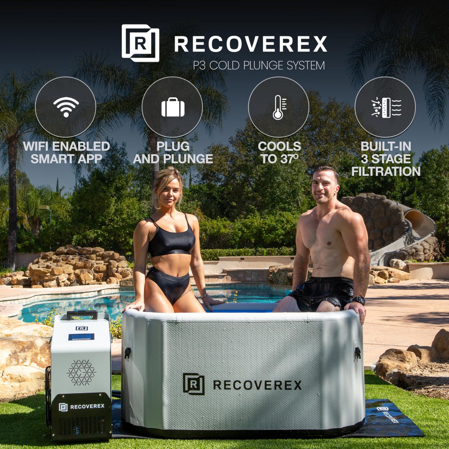 RECOVEREX Cold Plunge Tub with Chiller – 90 Gallon