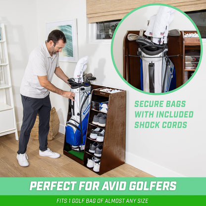 GoSports Wooden Golf Bag Organizer Rack