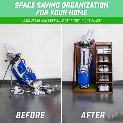 GoSports Wooden Golf Bag Organizer Rack