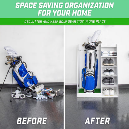 GoSports Wooden Golf Bag Organizer Rack