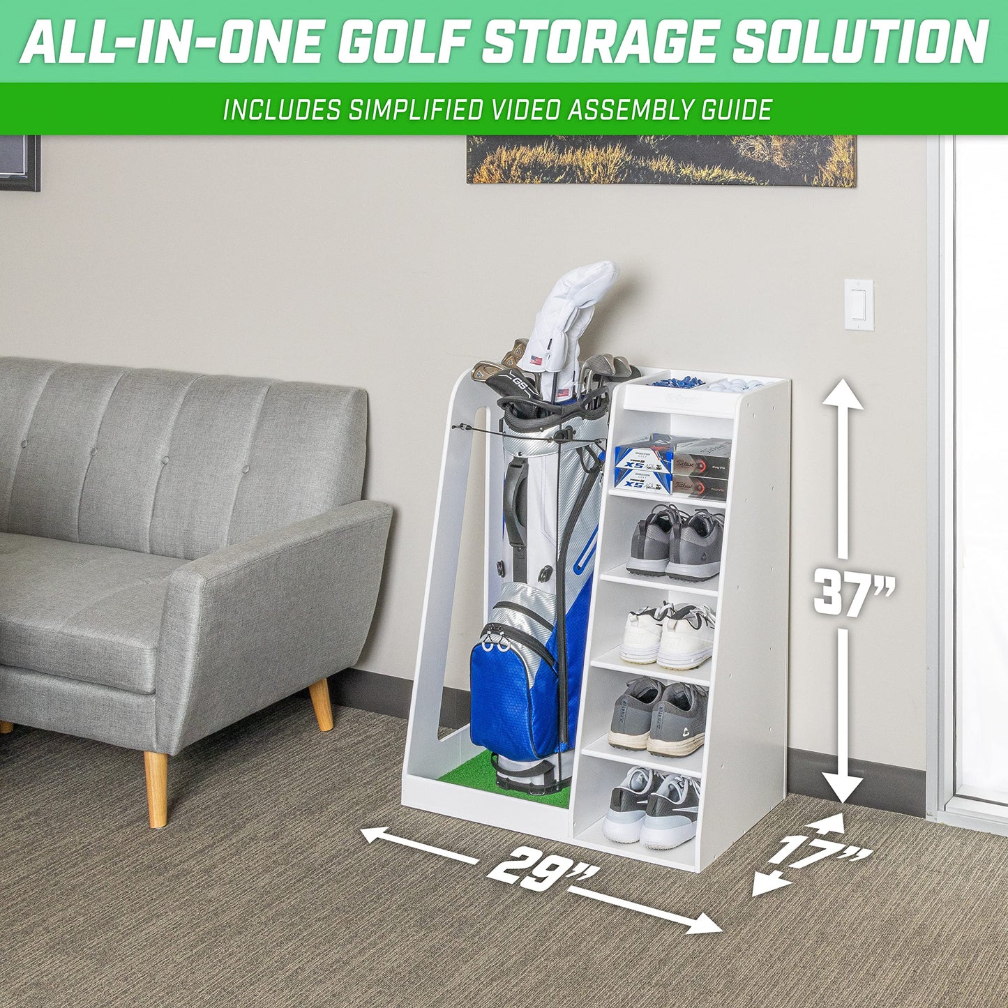 GoSports Wooden Golf Bag Organizer Rack