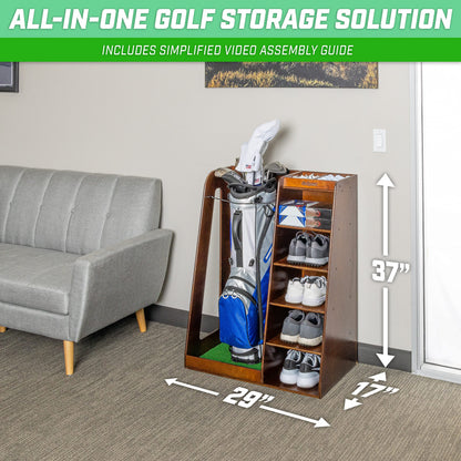 GoSports Wooden Golf Bag Organizer Rack