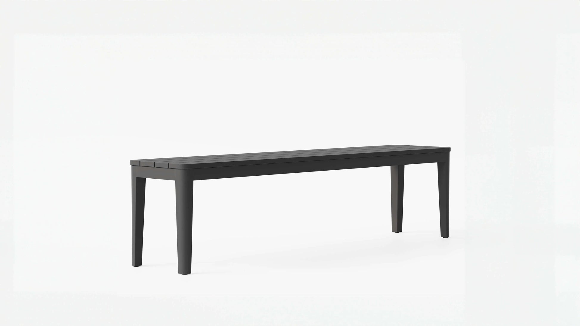 Aluminum outdoor dining bench with slatted top modern patio seating
