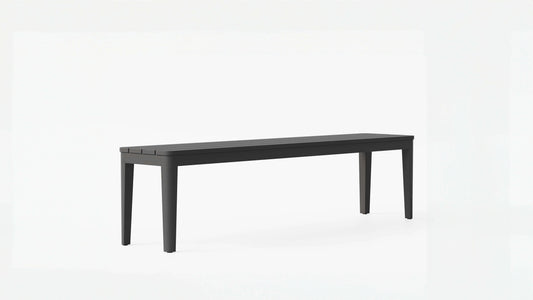 Aluminum outdoor dining bench with slatted top modern patio seating