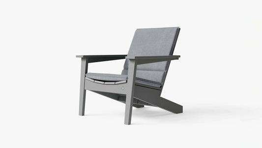 Ascent Adirondack chair cushion in Pacific Fog Gray fabric designed to fit the Ascent outdoor Adirondack chair