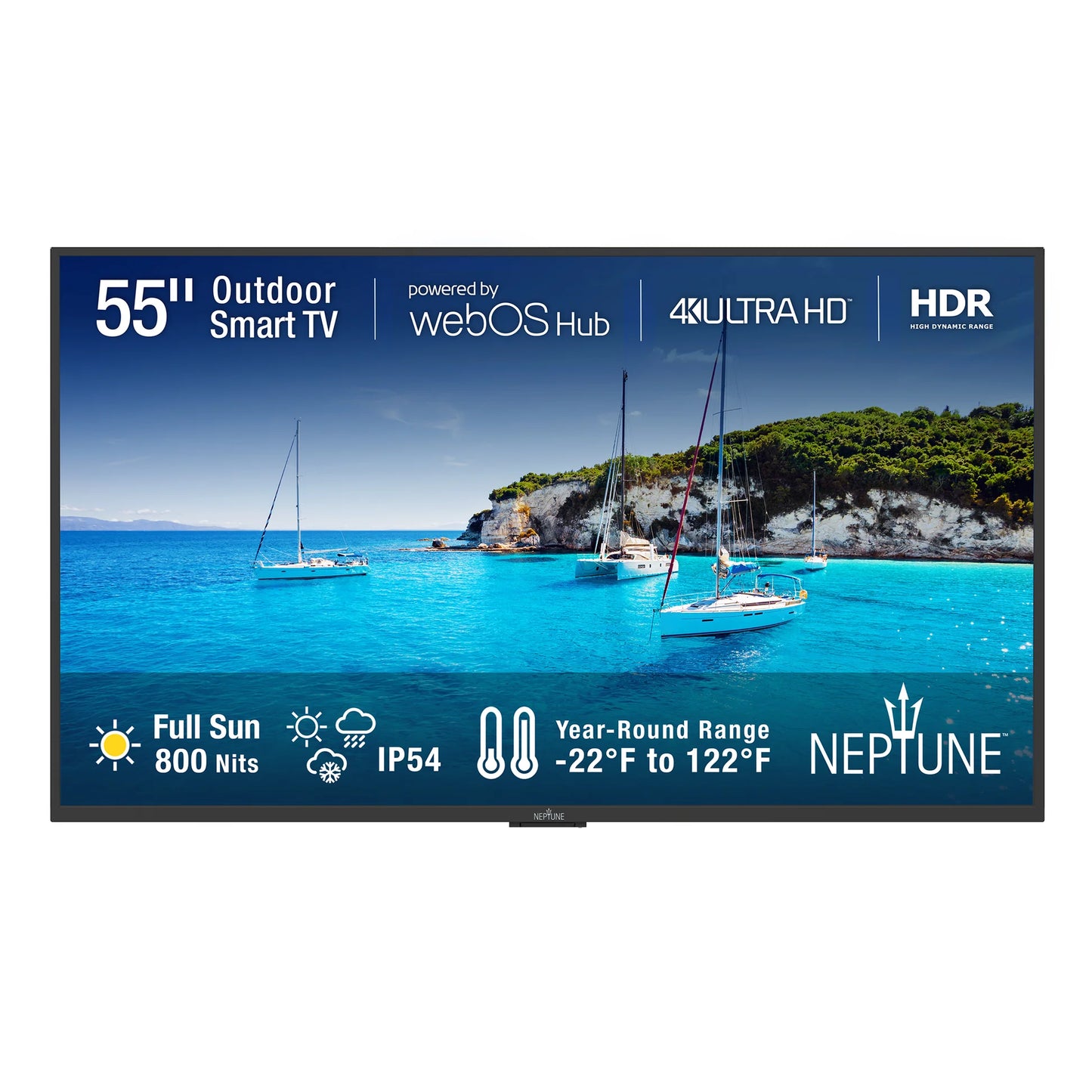 Neptune 55 inch Full Sun outdoor smart TV 4K Ultra HD HDR
