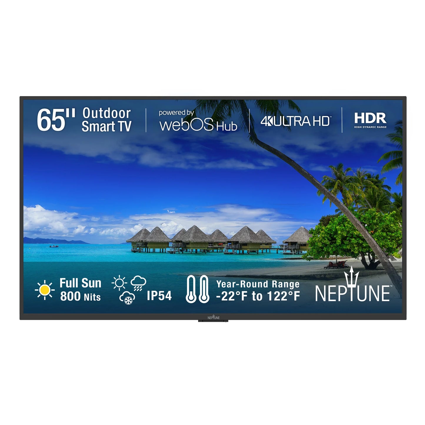 Neptune 65 inch Full Sun outdoor smart TV 4K Ultra HD HDR