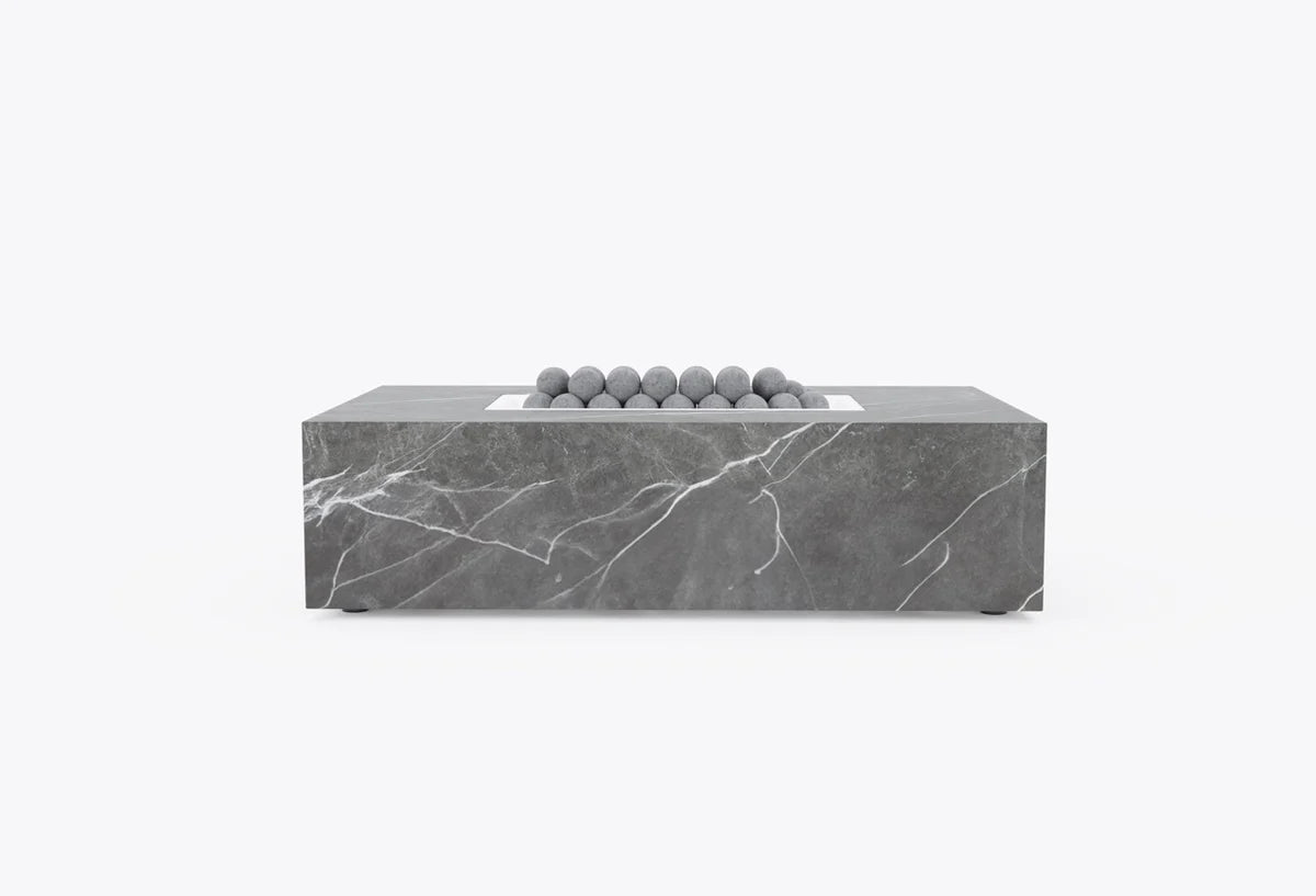OuterStone rectangular outdoor fire pit with stone finish modern patio fire table