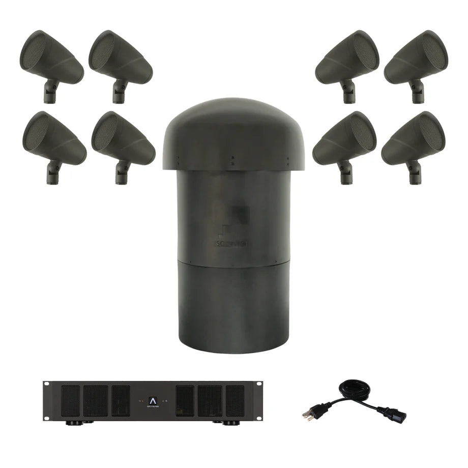 LS4T satellite and LS12T subwoofer landscape speaker system with DSP amplifier