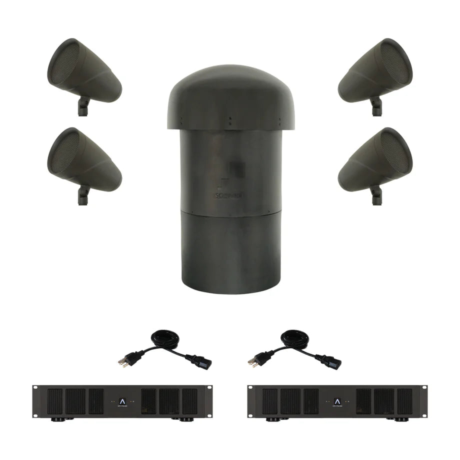 LS6T satellite and LS12T subwoofer landscape speaker system with DSP