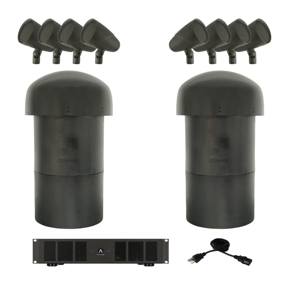 LS4T satellite and dual LS12T subwoofer 8.2 landscape speaker system with DSP