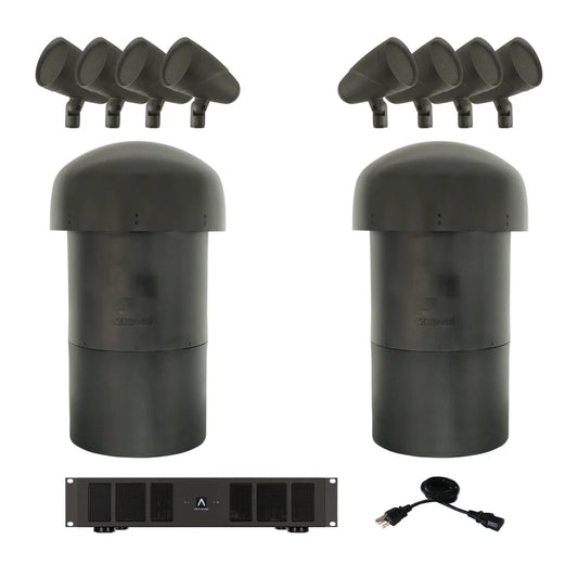 LS4T satellite and dual LS12T subwoofer 8.2 landscape speaker system with DSP